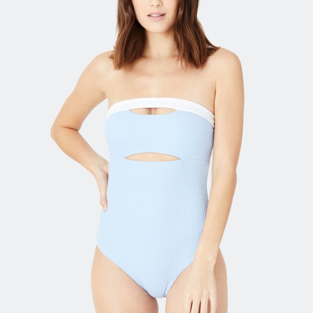 🏝️Onia Natalie Ribbed Bandeau Swimsuit Lg $175🏝️